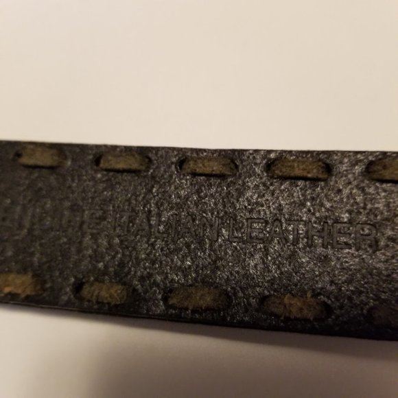 Stone Mountain Black Italian Leather Eurometal Silver Engraved Buckle, Size 36 - Picture 6 of 15